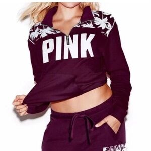 Victoria's Secret Pink Maroon Quarter Zip